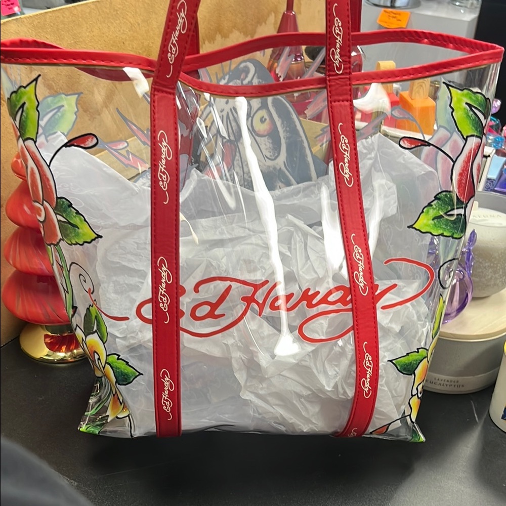 Ed Hardy Red Clear Tote Bag